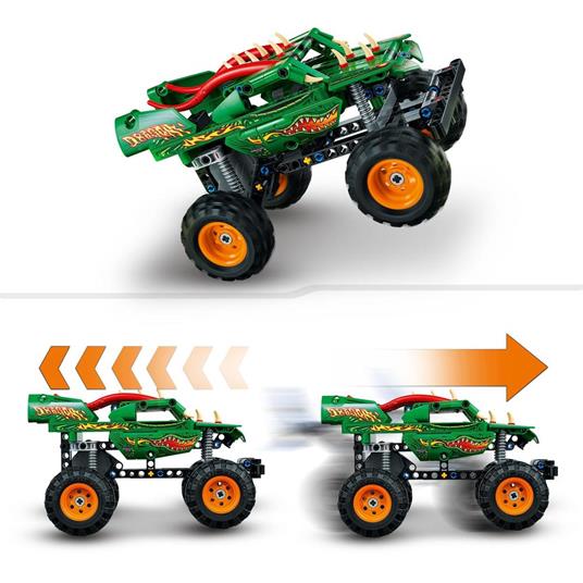 LEGO Technic 42149 Monster Jam Dragon, Set 2 in 1 con Pull-Back, Auto Offroad Monster Truck e Macchina Giocattolo Buggy - 4
