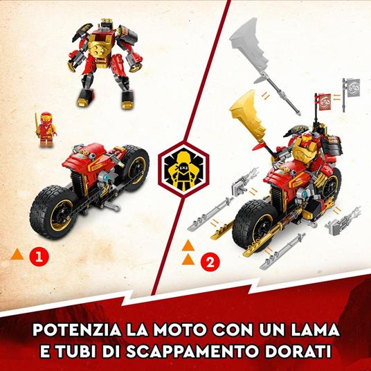 LEGO NINJAGO 71783 Mech Rider di Kai - EVOLUTION, Moto Giocattolo con Action Figure e 2 Minifigure, Giochi per Bambini 7+ - 7