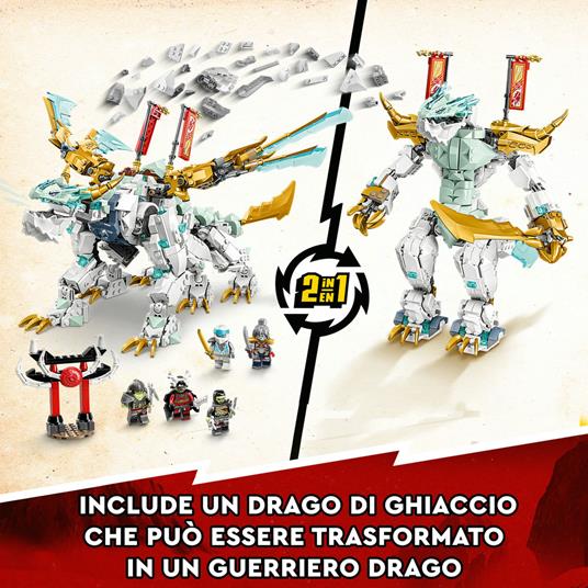 LEGO NINJAGO 71786 Drago di Ghiaccio di Zane 2in1 con Drago Giocattolo e Guerriero Action Figure, Kit Modellismo per Bambini - 3