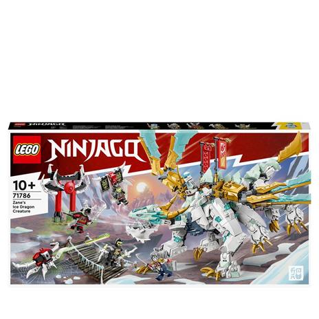 LEGO NINJAGO 71786 Drago di Ghiaccio di Zane 2in1 con Drago Giocattolo e Guerriero Action Figure, Kit Modellismo per Bambini