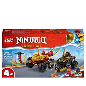 Giocattolo LEGO NINJAGO 71789 Battaglia su Auto e Moto di Kai e Ras Veicoli Giocattolo 2 Minifigure Giochi Ninja per Bambini 4+ Anni LEGO