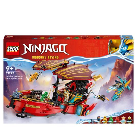 LEGO NINJAGO 71797 Il Vascello del Destino - Corsa Contro il Tempo, Set con Nave Giocattolo, 2 Figure di Drago e 6 Minifigure