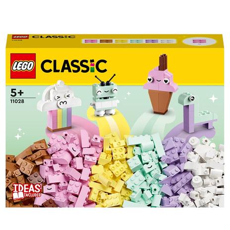 LEGO Classic 11028 Divertimento Creativo Pastelli, Set Costruzioni in Mattoncini con Dinosauro Giocattolo, Giochi per Bambini