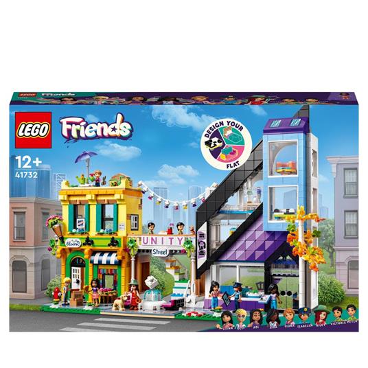 LEGO Friends 41732 Negozio di Design e Fioraio del Centro, Modellino da Costruire Personalizzabile con 9 Personaggi