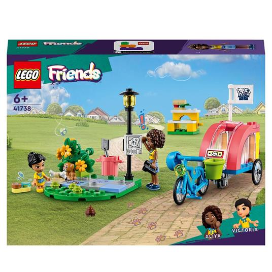 LEGO Friends 41738 Bici di Soccorso dei Cani, Giochi per Bambini con Animale Giocattolo e 2 Mini Bamboline, Idee Regalo