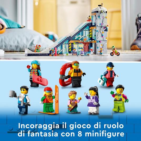 LEGO City 60366 Centro Sci e Arrampicata, Modular Building Set a 3 Livelli con Pista e 8 Minifigure, Regalo per Bambini 7+ - 7
