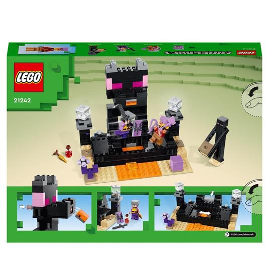 LEGO Minecraft 21242 The End Arena Playset da Battaglia con Lava Ender Drago Giocattolo e Enderman Giochi per Bambini 8+ - 8