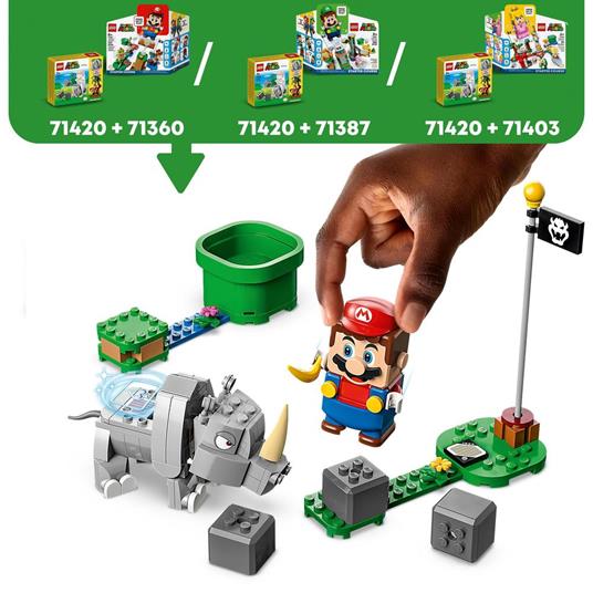 LEGO Super Mario 71420 Pack di Espansione Rambi il Rinoceronte, Figura Animale Giocattolo da Abbinare a uno Starter Pack - 4