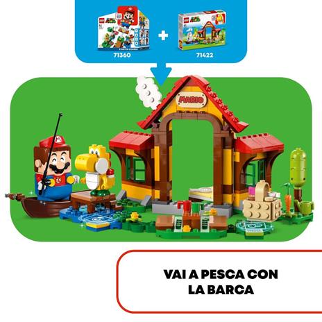 LEGO Super Mario 71422 Pack di Espansione Picnic alla Casa di Mario con Figura di Yoshi Giallo, Idea Regalo Bambini 6+ Anni - 6
