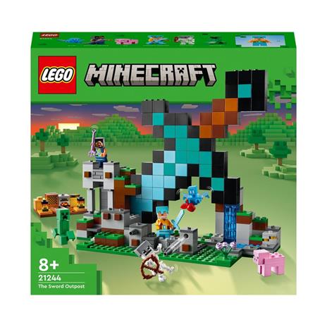 LEGO Minecraft 21244 L'Avamposto della Spada Giocattolo da Costruire con Creeper, Soldato e Scheletro, Giochi per Bambini