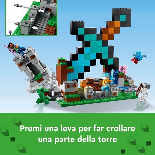 LEGO Minecraft 21244 L'Avamposto della Spada Giocattolo da Costruire con Creeper, Soldato e Scheletro, Giochi per Bambini - 4
