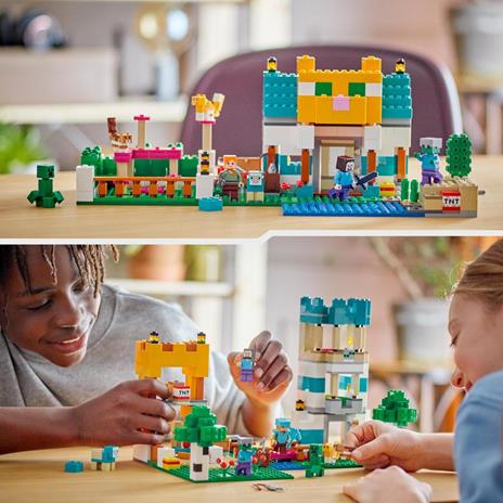 LEGO 21249 Minecraft Crafting Box 4.0, Playset 2in1, Torri Fluviali o Cottage del Gatto, Giocattoli d'Azione - 2