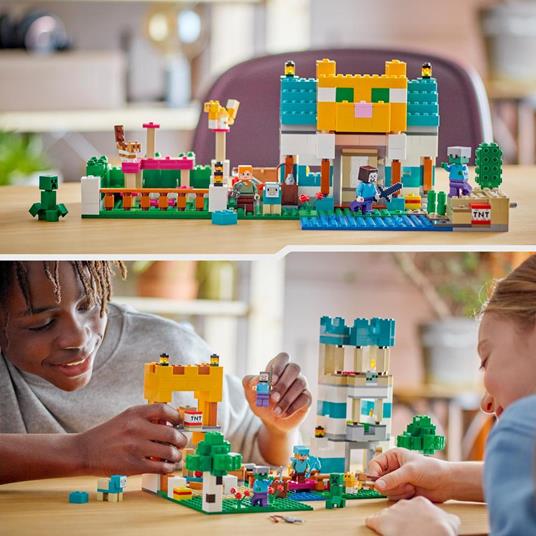 LEGO 21249 Minecraft Crafting Box 4.0, Playset 2in1, Torri Fluviali o Cottage del Gatto, Giocattoli d'Azione - 2