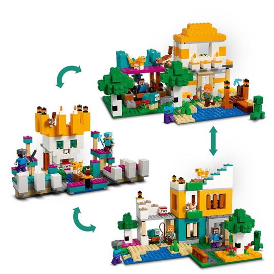 LEGO 21249 Minecraft Crafting Box 4.0, Playset 2in1, Torri Fluviali o Cottage del Gatto, Giocattoli d'Azione - 4