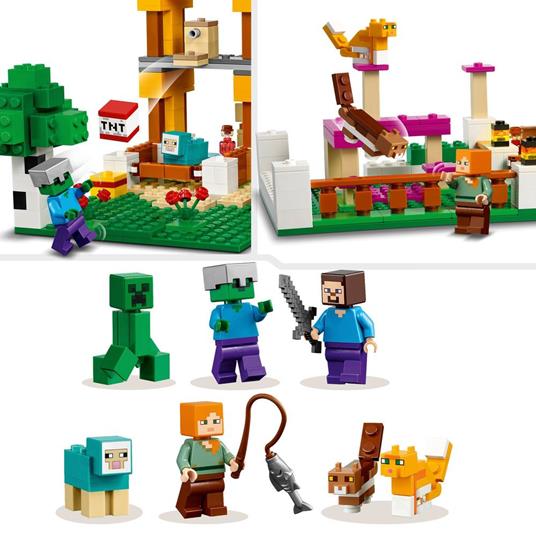 LEGO 21249 Minecraft Crafting Box 4.0, Playset 2in1, Torri Fluviali o Cottage del Gatto, Giocattoli d'Azione - 5