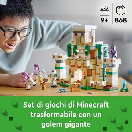 LEGO 21250 Minecraft La Fortezza del Golem di Ferro, Castello Giocattolo Costruibile, con 7 Personaggi - 2