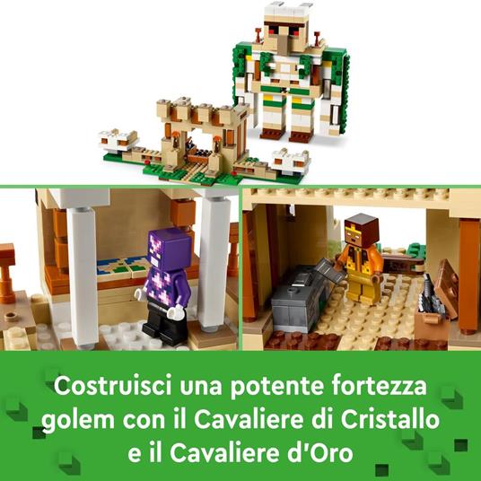 LEGO 21250 Minecraft La Fortezza del Golem di Ferro, Castello Giocattolo Costruibile, con 7 Personaggi - 3