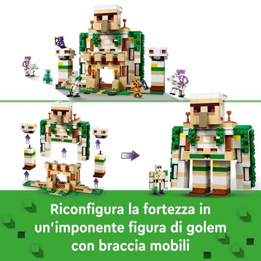 LEGO 21250 Minecraft La Fortezza del Golem di Ferro, Castello Giocattolo Costruibile, con 7 Personaggi - 5