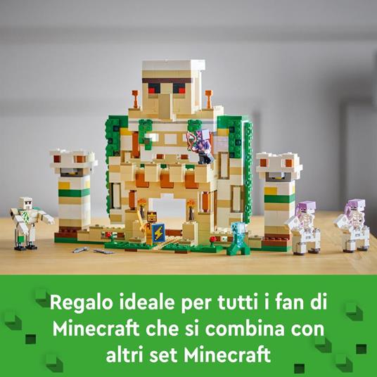 LEGO 21250 Minecraft La Fortezza del Golem di Ferro, Castello Giocattolo Costruibile, con 7 Personaggi - 6