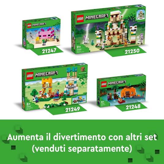 LEGO 21250 Minecraft La Fortezza del Golem di Ferro, Castello Giocattolo Costruibile, con 7 Personaggi - 7