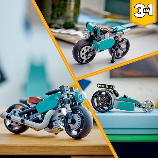 LEGO Creator 31135 Motocicletta Vintage, Set 3 in 1 con Moto Giocattolo, Road Bike e Dragster, Giochi Creativi per Bambini - 6