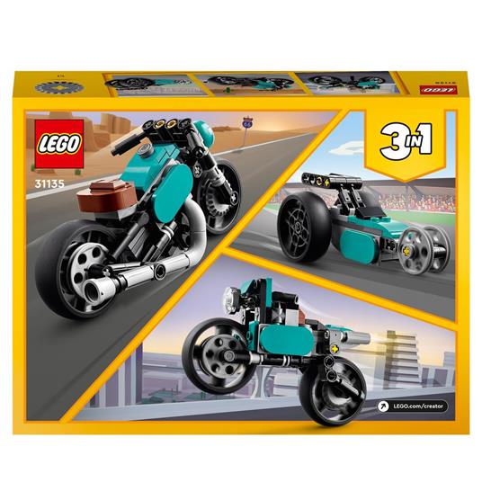 LEGO Creator 31135 Motocicletta Vintage, Set 3 in 1 con Moto Giocattolo, Road Bike e Dragster, Giochi Creativi per Bambini - 8