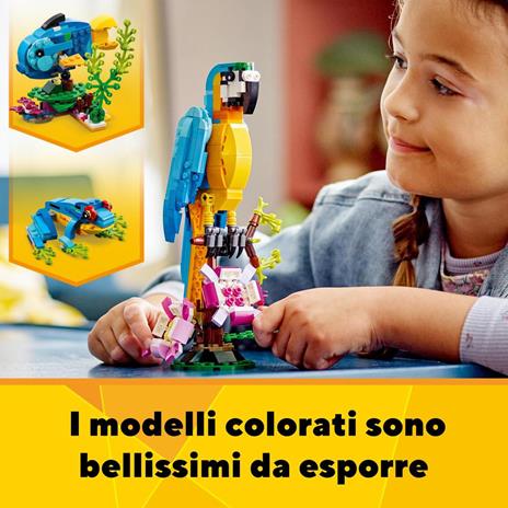 LEGO Creator 31136 Pappagallo Esotico, Set 3 in 1 con Pesce e Rana, Animali Giocattolo, Giochi Creativi per Bambini da 7 Anni - 5