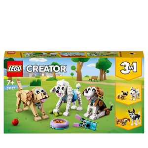 Giocattolo LEGO Creator 31137 Adorabili Cagnolini, Set 3 in 1 con Bassotto, Carlino, Barboncino e altri Animali Giocattolo da Costruire LEGO