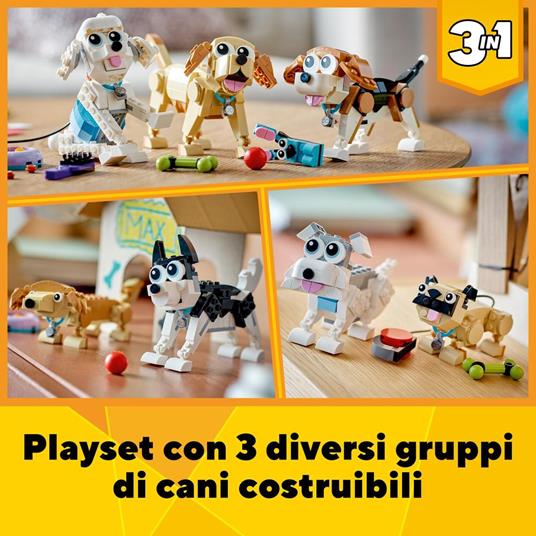 LEGO Creator 31137 Adorabili Cagnolini, Set 3 in 1 con Bassotto, Carlino, Barboncino e altri Animali Giocattolo da Costruire - 3
