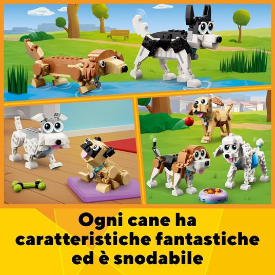 LEGO Creator 31137 Adorabili Cagnolini, Set 3 in 1 con Bassotto, Carlino, Barboncino e altri Animali Giocattolo da Costruire - 4