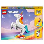LEGO Creator 31140 Unicorno Magico con Arcobaleno, Set 3 in 1 con Animali Giocattolo Fantastici, Cavalluccio Marino e Pavone