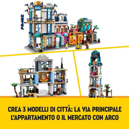 LEGO Creator 3in1 31141 Strada Principale Grattacielo Art Déco o Strada del Mercato Kit Modellismo per Costruzioni Creative - 3