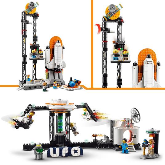 LEGO Creator 3in1 31142 Montagne Russe Spaziali o Torre a Caduta o Giostra Parco Giochi da Costruire con Mattoncini Luminosi - 5