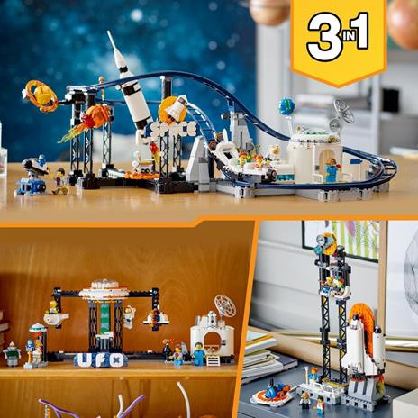 LEGO Creator 3in1 31142 Montagne Russe Spaziali o Torre a Caduta o Giostra Parco Giochi da Costruire con Mattoncini Luminosi - 6