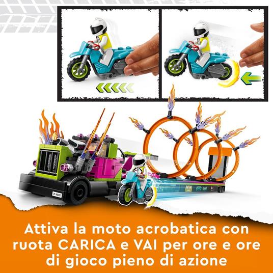 LEGO City Stuntz 60357 Stunt Truck: Sfida dellAnello di Fuoco, Moto Giocattolo Carica e Vai, Regalo Divertente per Bambini - 5