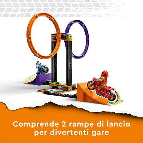 LEGO City Stuntz 60360 Sfida Acrobatica: Anelli Rotanti, Gare per 1 o 2 Giocatori con Moto Giocattolo, Giochi per Bambini - 4