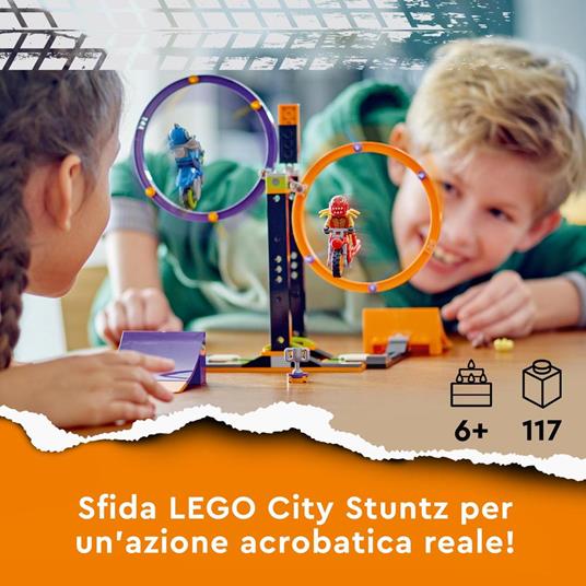 LEGO City Stuntz 60360 Sfida Acrobatica: Anelli Rotanti, Gare per 1 o 2 Giocatori con Moto Giocattolo, Giochi per Bambini - 2