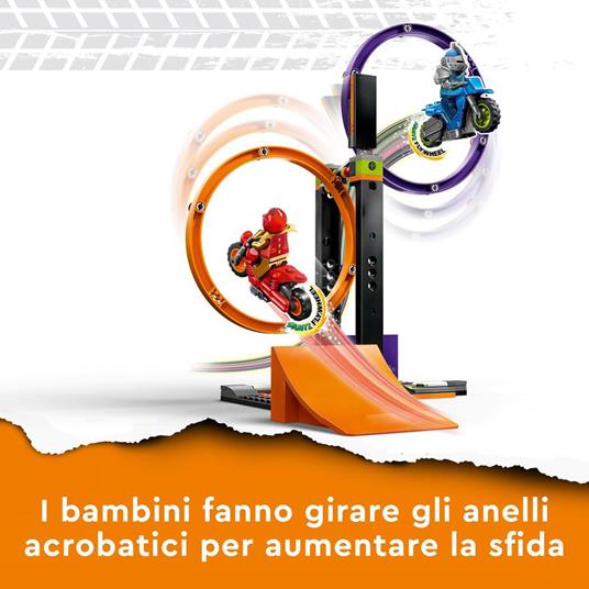 LEGO City Stuntz 60360 Sfida Acrobatica: Anelli Rotanti, Gare per 1 o 2 Giocatori con Moto Giocattolo, Giochi per Bambini - 3