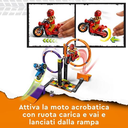 LEGO City Stuntz 60360 Sfida Acrobatica: Anelli Rotanti, Gare per 1 o 2 Giocatori con Moto Giocattolo, Giochi per Bambini - 5