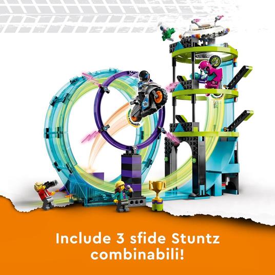 LEGO City Stuntz 60361 Stunt Riders: Sfida Impossibile, Set 3 in 1 per 1 o 2 Giocatori, 2 Moto Giocattolo, Giochi per Bambini - 4