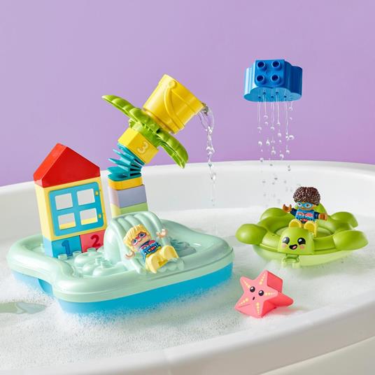 LEGO DUPLO 10989 Parco Acquatico Giochi da Bagnetto per Bambini da 2+ Anni con Isola Galleggiante Tartaruga e Stella Marina - 4