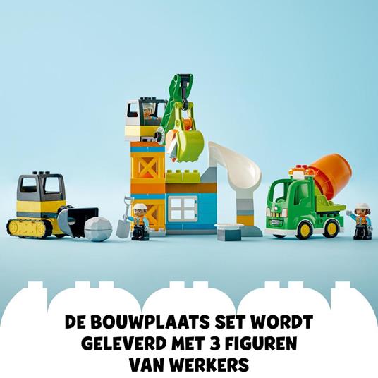 LEGO DUPLO Town 10990 Cantiere Edile con Bulldozer, Betoniera e Gru Giocattolo, Giocattoli per Bambini con Mattoncini Grandi - 6