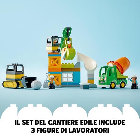 LEGO DUPLO Town 10990 Cantiere Edile con Bulldozer, Betoniera e Gru Giocattolo, Giocattoli per Bambini con Mattoncini Grandi - 7