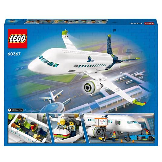 LEGO City 60367 Aereo Passeggeri, Modellino di Aeroplano Giocattolo da Costruire con 9 Minifigure e Veicoli dell'Aeroporto - 9