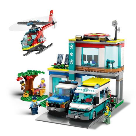 LEGO City 60371 Quartier Generale Veicoli d’Emergenza con Elicottero Ambulanza Macchina Polizia Moto Giocattolo e Minifigure - 4