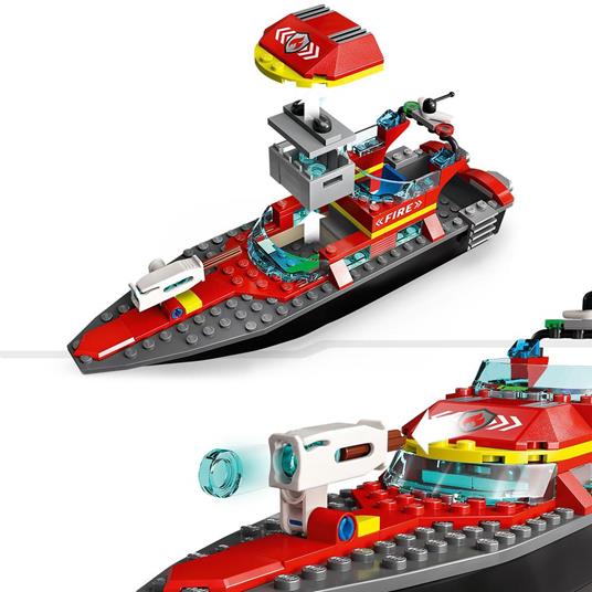 LEGO City Fire 60373 Barca di Soccorso Antincendio dei Vigili del Fuoco, Nave Giocattolo, Gommone e Minifigure, Idee Regalo - 4