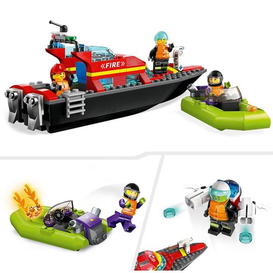 LEGO City Fire 60373 Barca di Soccorso Antincendio dei Vigili del Fuoco, Nave Giocattolo, Gommone e Minifigure, Idee Regalo - 5
