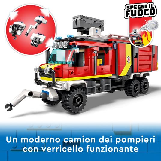 LEGO City Fire 60374 Autopompa dei Vigili del Fuoco, Unità di Comando Pompieri, Camion Giocattolo e Droni, Giochi per Bambini - 4