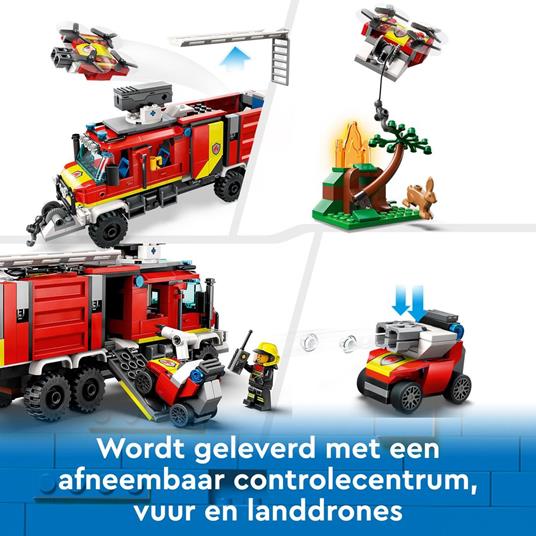 LEGO City Fire 60374 Autopompa dei Vigili del Fuoco, Unità di Comando Pompieri, Camion Giocattolo e Droni, Giochi per Bambini - 8