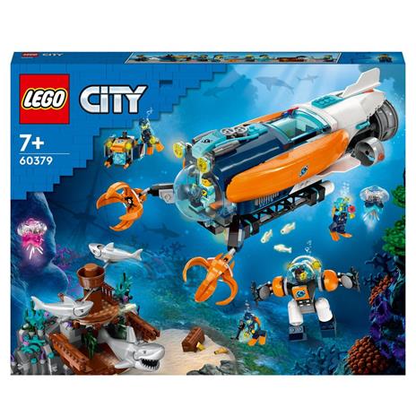 LEGO City 60379 Sottomarino per Esplorazioni Abissali Giocattolo con Drone e Relitto di Barca, Regalo per Bambini 7+ Anni